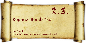 Kopacz Boróka névjegykártya